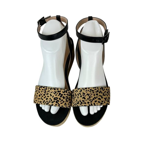 27 Edit Naturalizer Jamari Platform Espadrille Sandals Cow Hair Leopard Print 8 - Picture 5 of 11